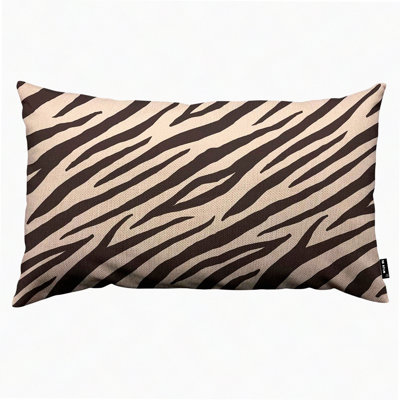 Safari Chic Animal Print Pillow Covers - Set of 2 Decorative Throw Cushion Cases for Home Sofa Couch - Exotic Tiger Zebra Stripe Design - Beige Abstract Décor