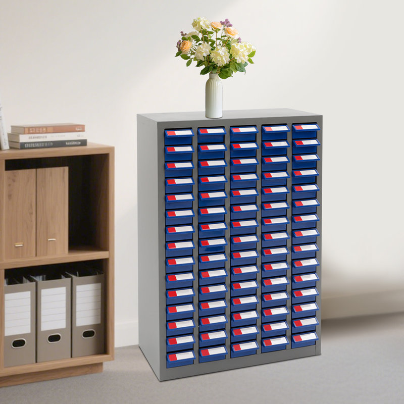 Armoire de rangement de 33,86 pouces de hauteur en métal avec 75 compartiments réglables, Bleu