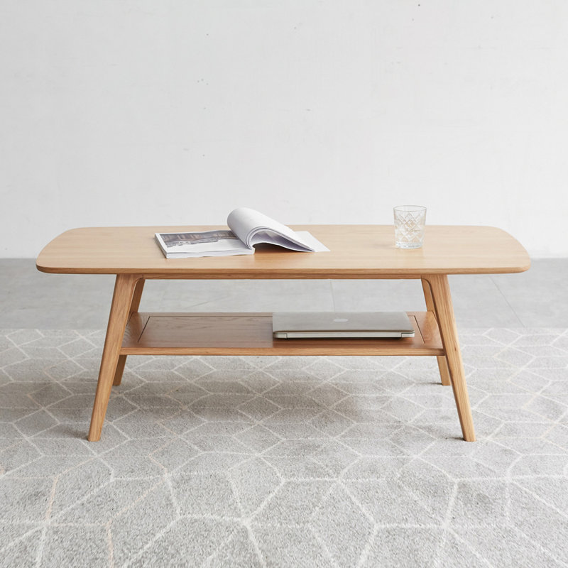 Table basse 100% bois massif, H 17,32 po x L 39,37 po x l 19,69 po, Chêne