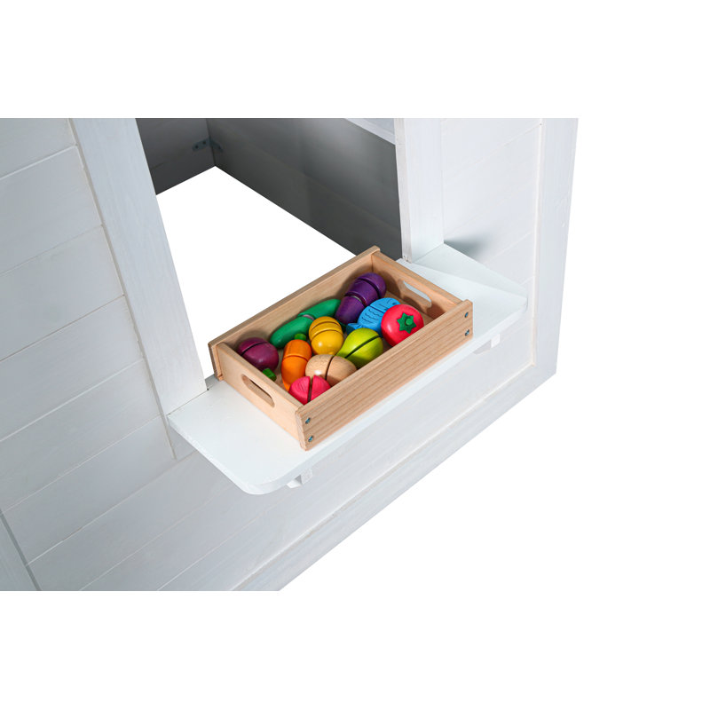 Zahara White and Black Wooden Playhouse with Kitchen