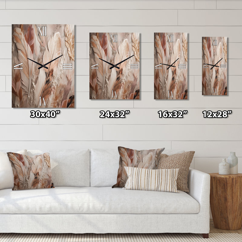 Horloge murale Isbel - Glam Feather, H 28 po x l 12 po