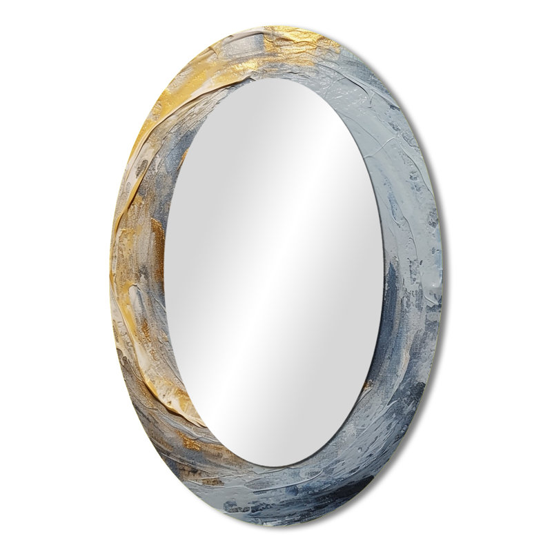 Miroir mural ovale doré et bleu Vibrant Spirals IV, 36 po x 24 po