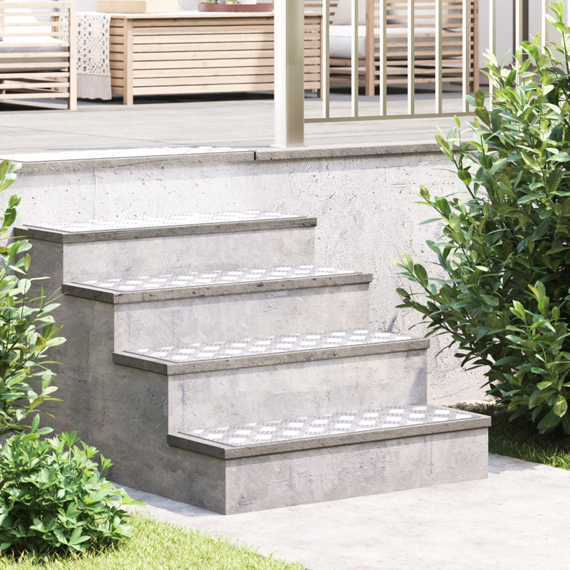 Metal Anti-Slip Stair Treads, Rectangle 25cm x 75cm, Grey