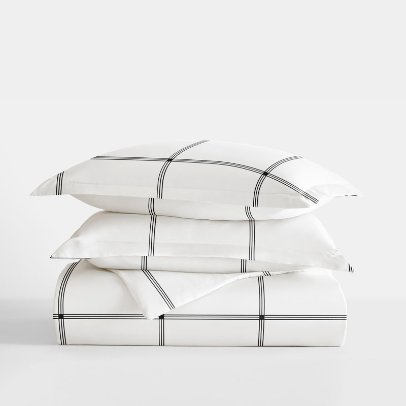 Plaid Pattern Duvet Cover Set, Queen