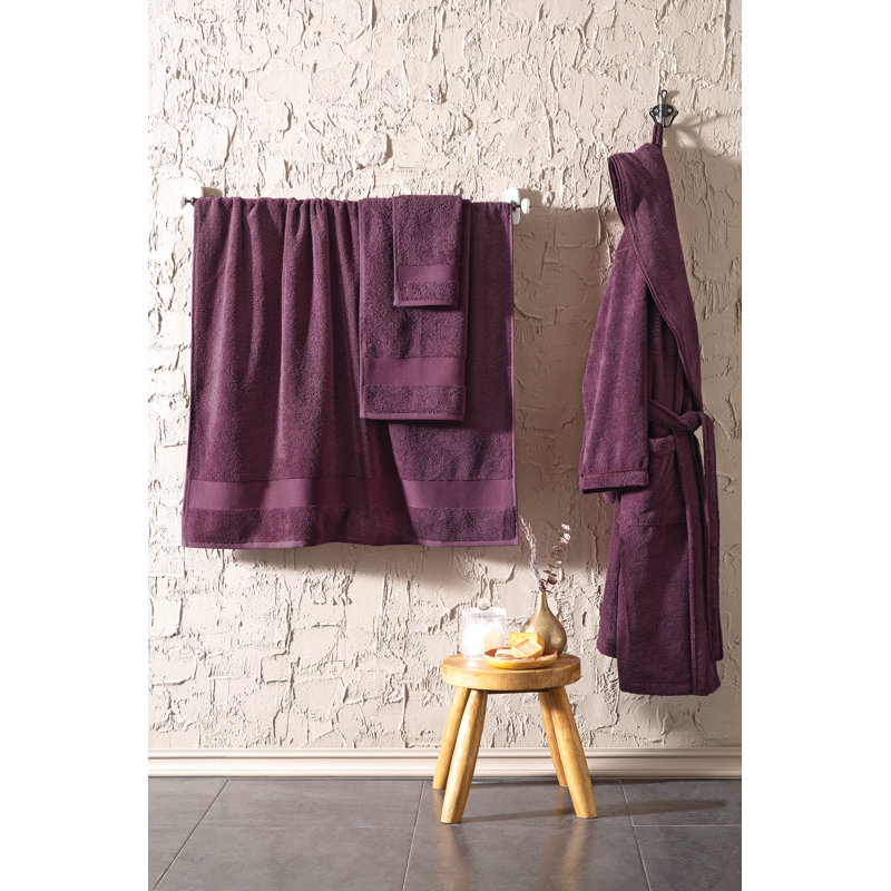 Peignoir mi-mollet en coton avec poches Labarbera, G / TG, Mauve