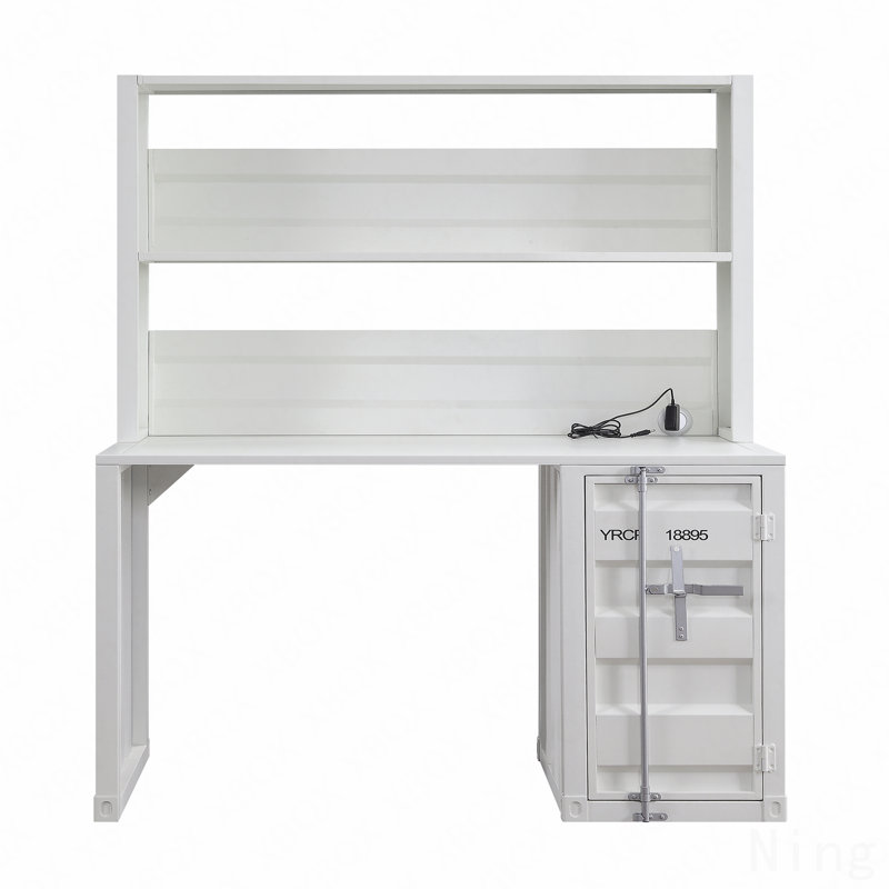 Bureau d'écriture blanc avec huche, Blanc