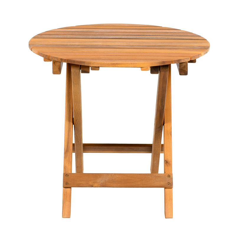Foldable Outdoor Wood Side Table, Adjustable Length, Frame, Natural And Elegant Look