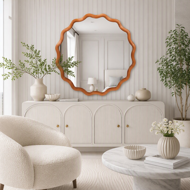 Miroir Wavy, 24 inch, Brun jaune