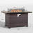 55,000 BTU Outdoor Fire Pit Table With Aluminum Top, PE Rattan Base, And Glass Wind Guard - Includes Black Rain Cover