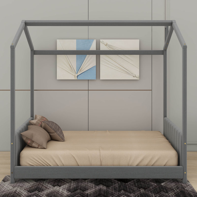 Velvet House Bed Wood Bed, Full