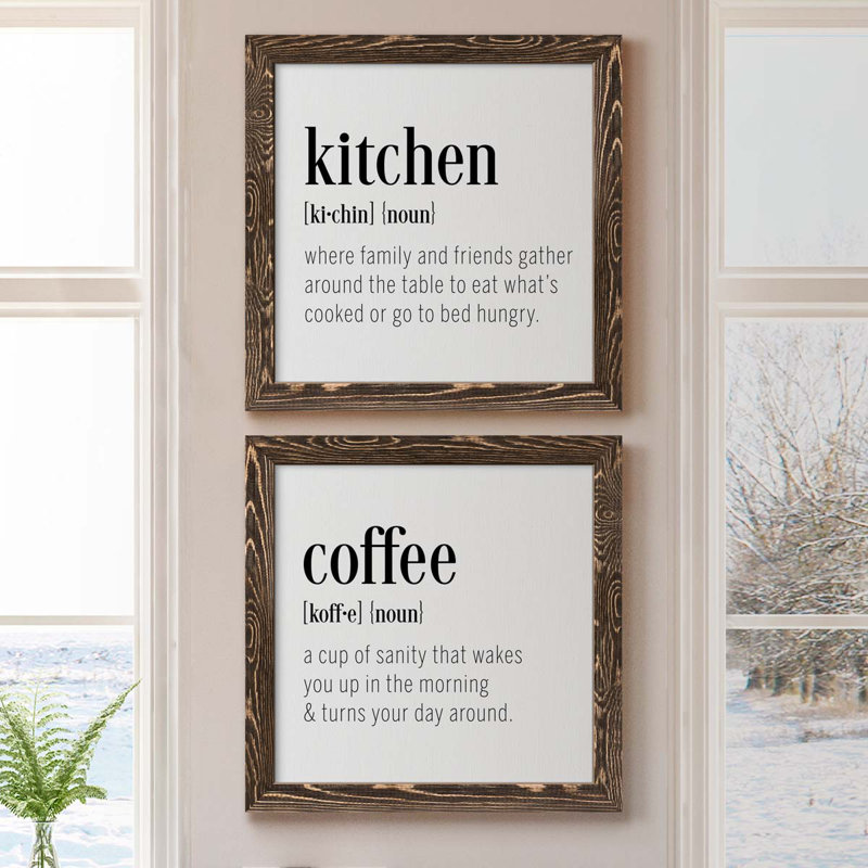 " Kitchen Definition " 2 - Pieces, 20" H x 40" W x 1.5" D, Brown Framed
