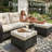 Layinsun 5 Pieces Outdoor Patio Furniture Set, Rattan Wicker Swivel Chair With Ottoman-108053233-108053234