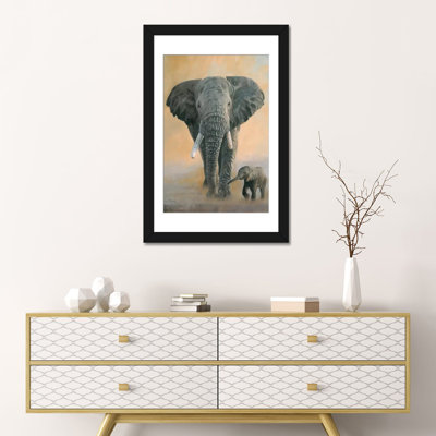 «Elephant and Baby» par David Stribble - impression sur toile tendue