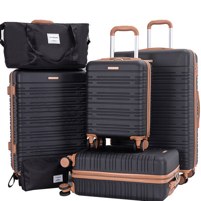 6 Piece Luggage Set, ABS Hard Shell Travel Suitcase with TSA Lock