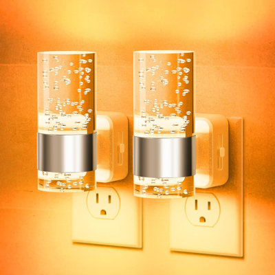 Cylinder Wall Light Black Plug-In Night Light With Light Sensor, Purple Light, Sliding Dimmer