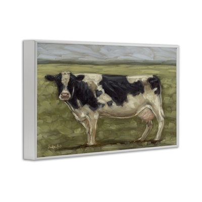 «Painterly Cow on Farm», art de la giclée encadrée par Sara G. Designs