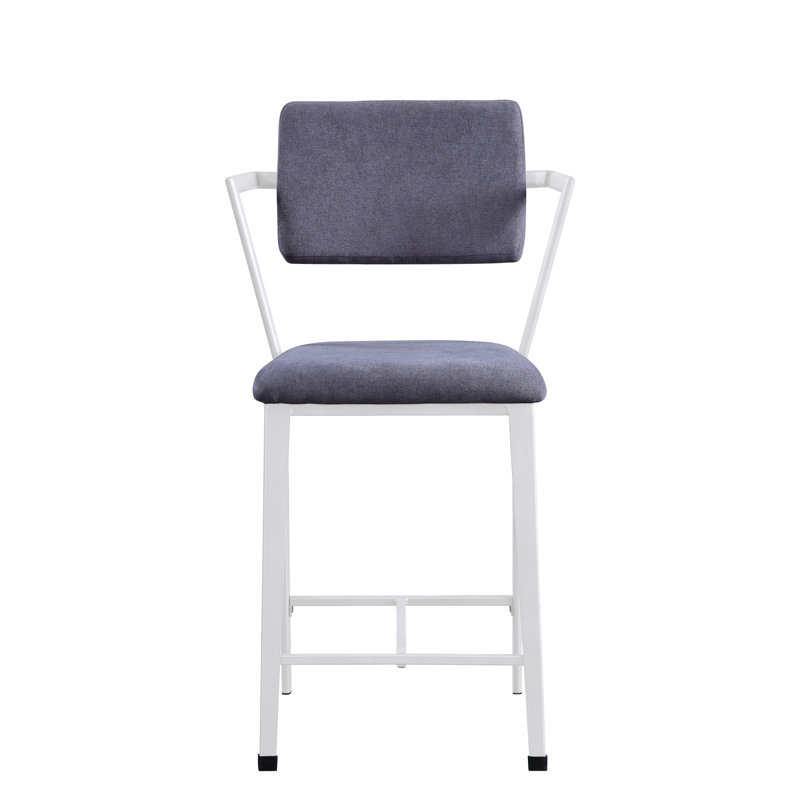 Ensemble de chaises à hauteur de comptoir en tissu gris et blanc (ensemble de 2)