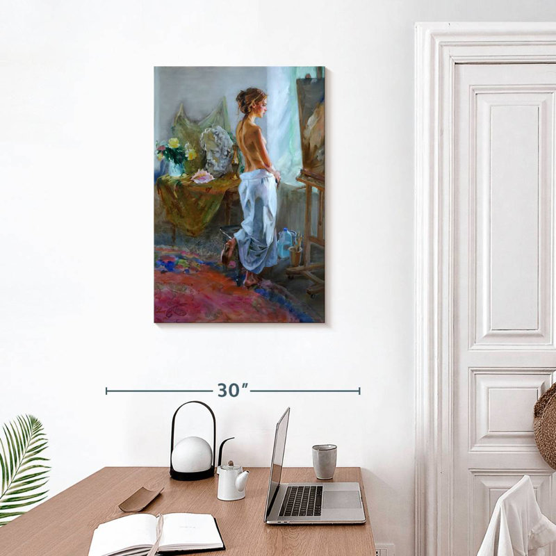 Leisha à la fenêtre II, H 30 po x l 20 po