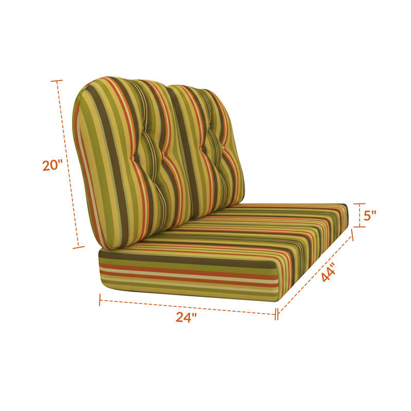 Coussin de remplacement pour causeuse d'extérieur Sunbrella, Memory Lane rayé