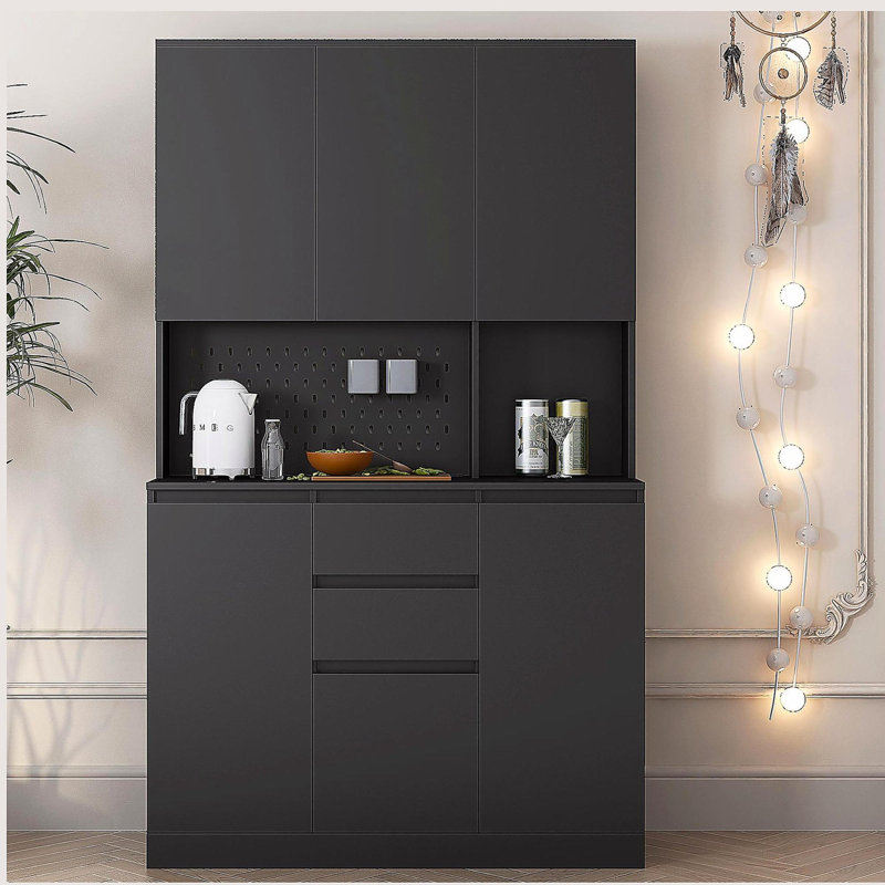 Rangement de 74 po pour garde-manger avec tiroir, Noir