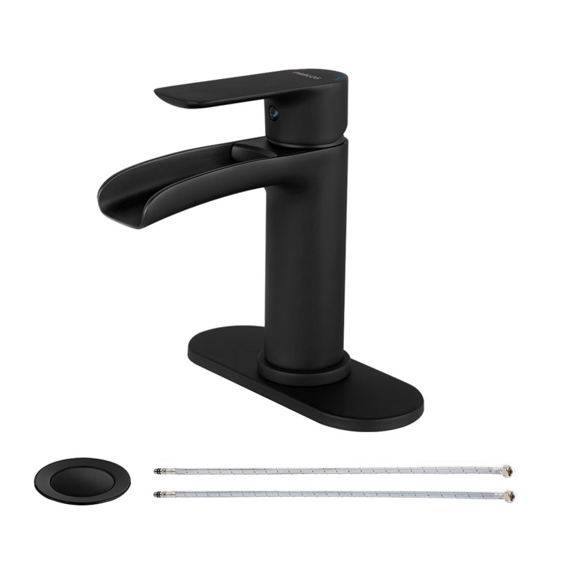 Single-Hole Single-handle Bathroom Faucet with Drain Assembly, Matte Black