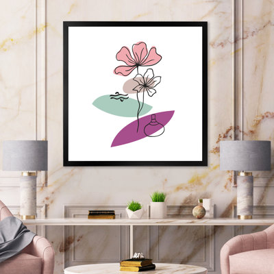 Elementary Shapes with Abstract Flowers Plants IV - Photographie sur toile avec cadre photo