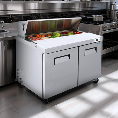 48" Commercial Refrigerator With Cutting Board, 14 Cu.Ft.Capacity, ETL & NSF Certified,Adjustable Shelves, Auto Defrost, Digital Temp Control
