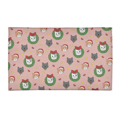 Tapis rouge/vert/gris zone fait main