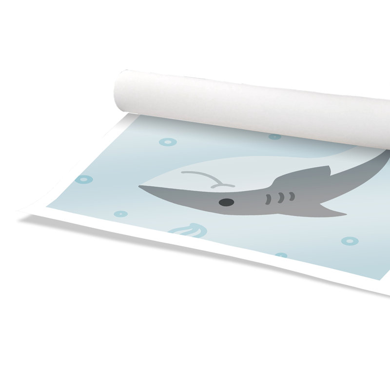 «Happy Shark», impression sur papier, H 36 po x l 36 po x P 1 po, Papier