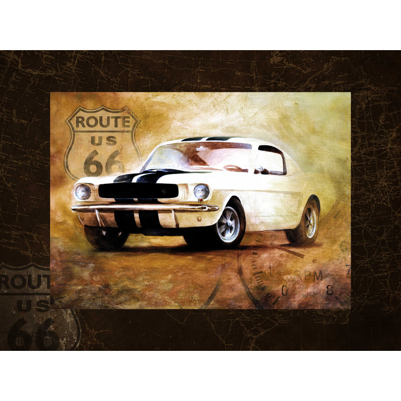 «Route 66 Car», impression sur toile tendue, H 12 po x l 16 po