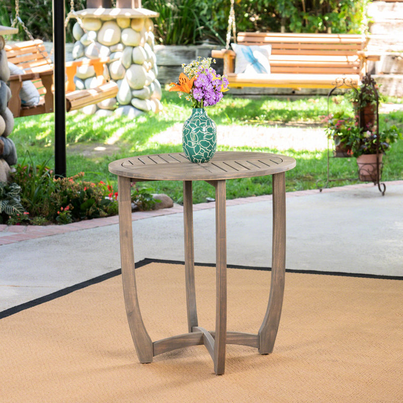 Table en bois gris de 27,5 pouces avec une touche rustique de style bistrot -
