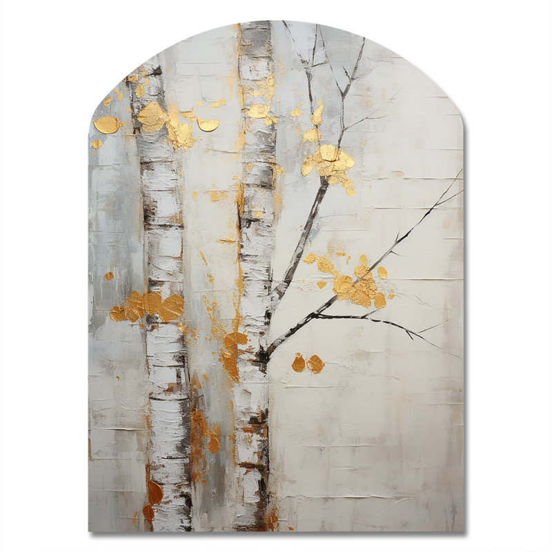 «Tree Whispers Of Grey & Yellow III», art mural monochrome en forme d'arbre asymétrique, H 34 po x l 25 po
