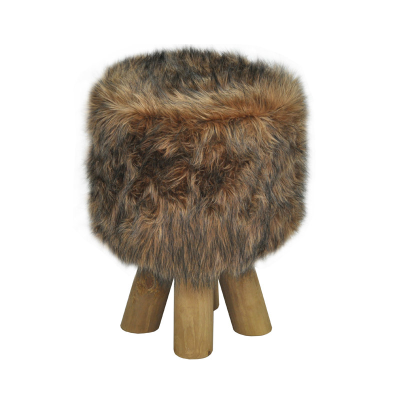 Scandi Wood Accent Stool, Fox Red