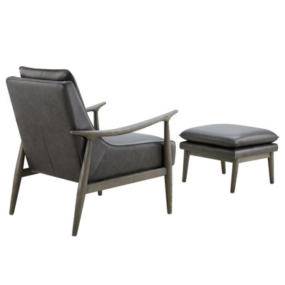 Caigan Genuine Leather Armchair with Ottoman