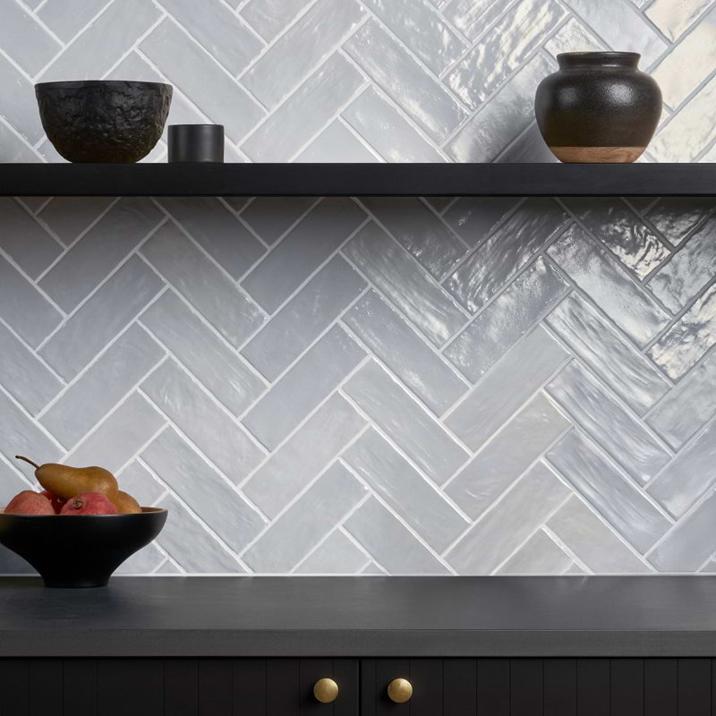 Montauk 2x8 Mixed Finish Ceramic Tile, Sky Blue