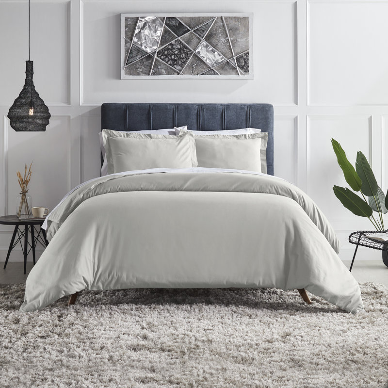 Cotton Duvet Cover, Queen Duvet Cover + 2 Standard Pillows Cases, Taupe