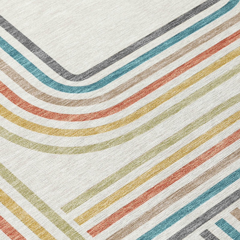Machine Washable Indoor/Outdoor Chantille ACN2535 Geometric Rug, Runner 2'3" x 7'6", Ivory