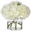 White Hydrangeas in Glass Cylinder Vase