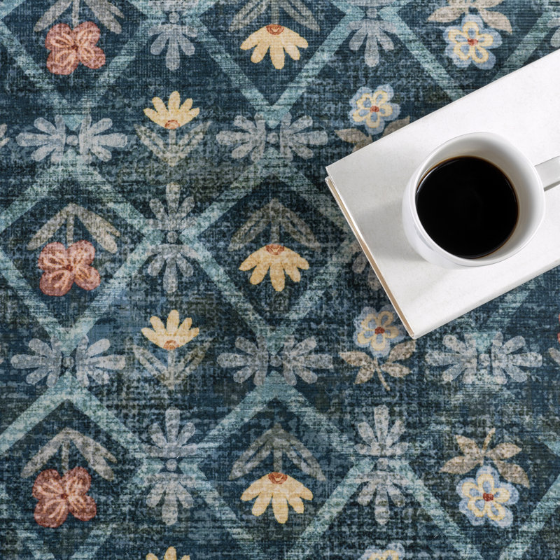  Valley Floral Washable Area Rug, Rectangle 8' x 10'