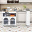 Îlot de cuisine roulant avec table allongée, îlot de cuisine avec lumière DEL, prises de courant et rangement-341179005