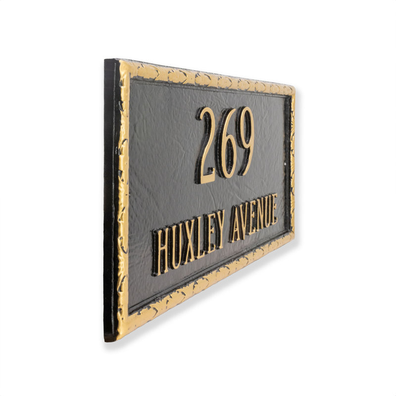 Plaque d’adresse murale sur 2 lignes jefferson, Vert chasseur / Argent
