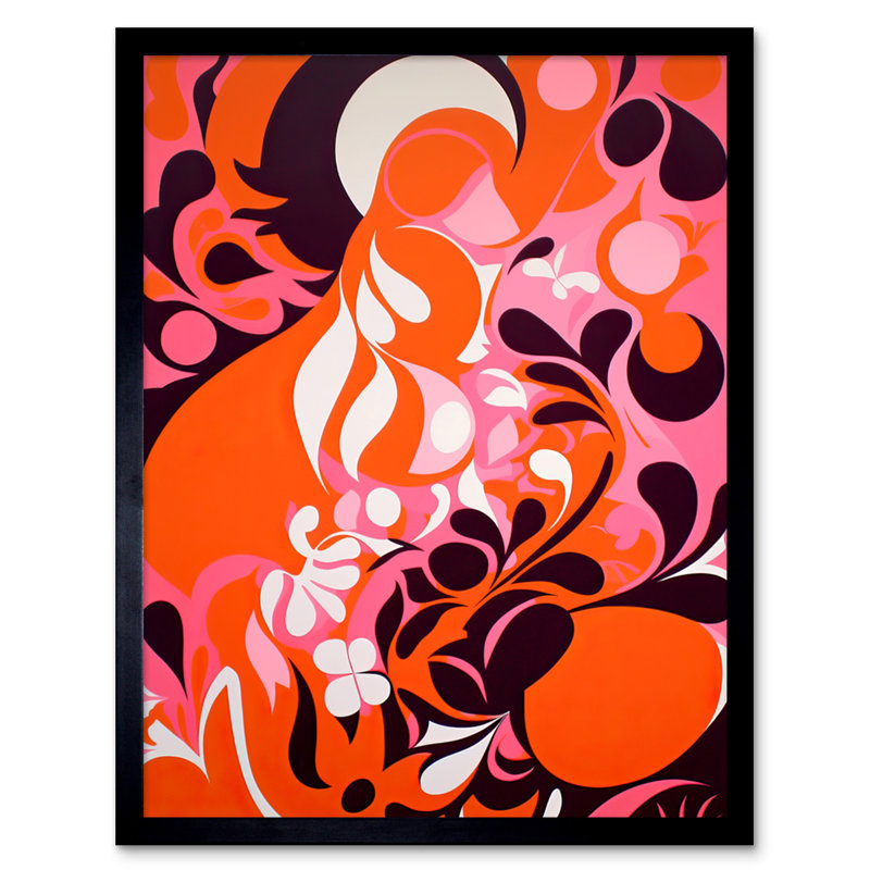 Aceson Orange Red Matisse Style Abstract Flowers Plants Shapes - Single Picture Frame Print