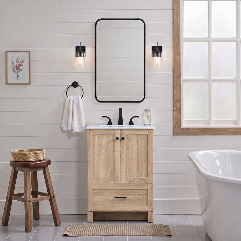 Meuble-lavabo simple 24 po x P 19 po x H 34 po Soma, Bois de manguier