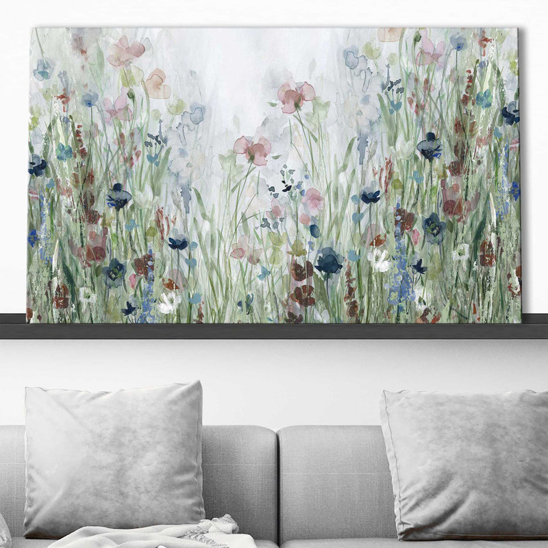 «Wildflower Fields» par Carol Robinson - Peinture, L 30 po x H 18 po, Toile tendue