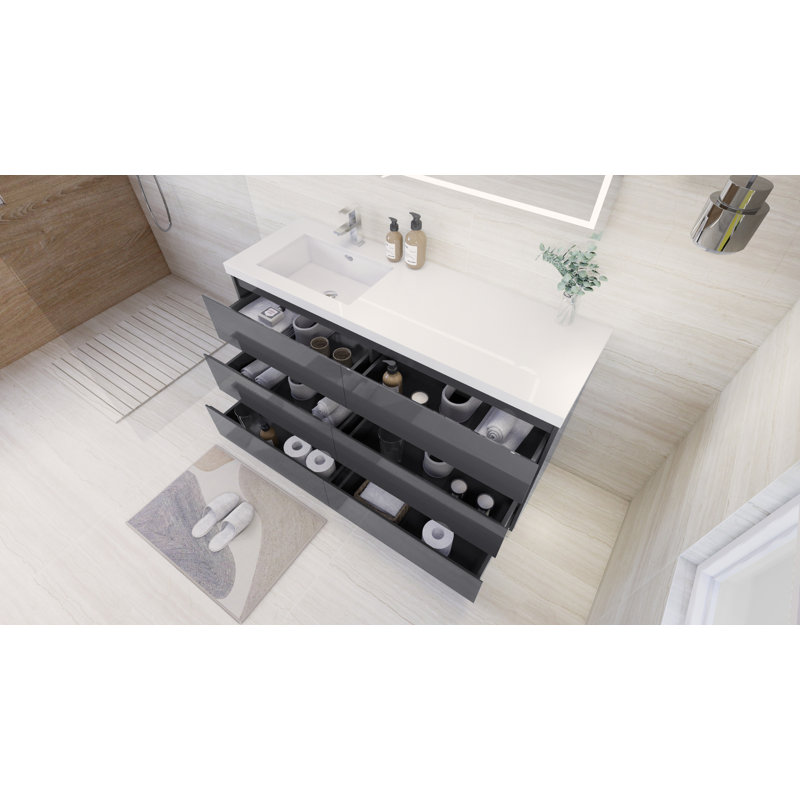 Ensemble de meuble-lavabo simple 60 po Hardy, Gris ultrabrillant