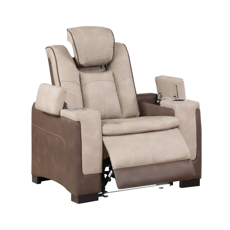 Fauteuil inclinable électrique Imperial avec éclairage DEL et appui-tête électrique, Brun