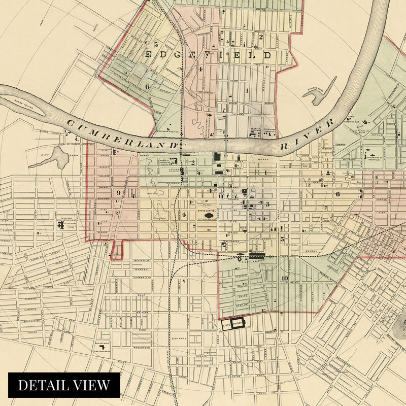 " 1877 Nashville Tennessee Map ", 24" H x 36" W