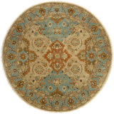 Oriental Hand Knotted Wool Beige, Blue and Rust Area Rug