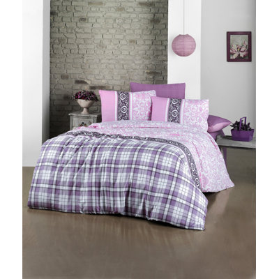 Cotton Blend Plaid Duvet Cover Set