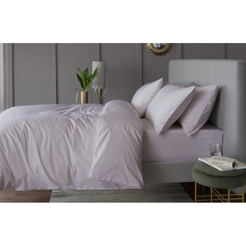 Cotton Solid Colour Duvet Cover Set with Pillowcases, Pink, Super King - 2 Standard Pillowcases